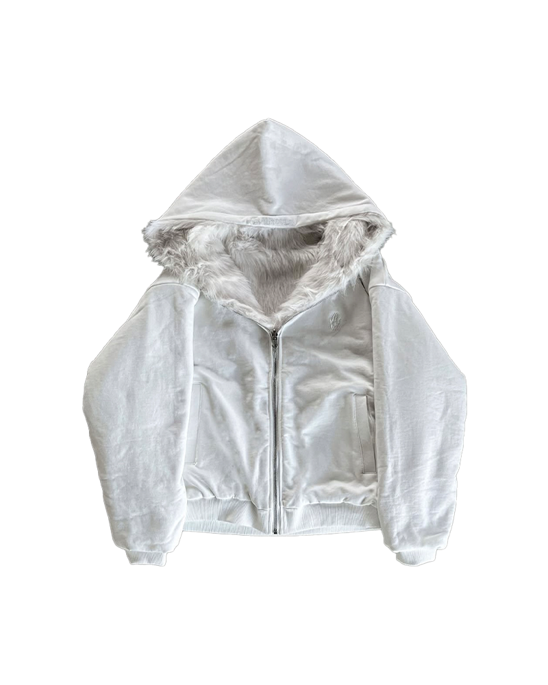 WHITE FUR JACKET UNISEX