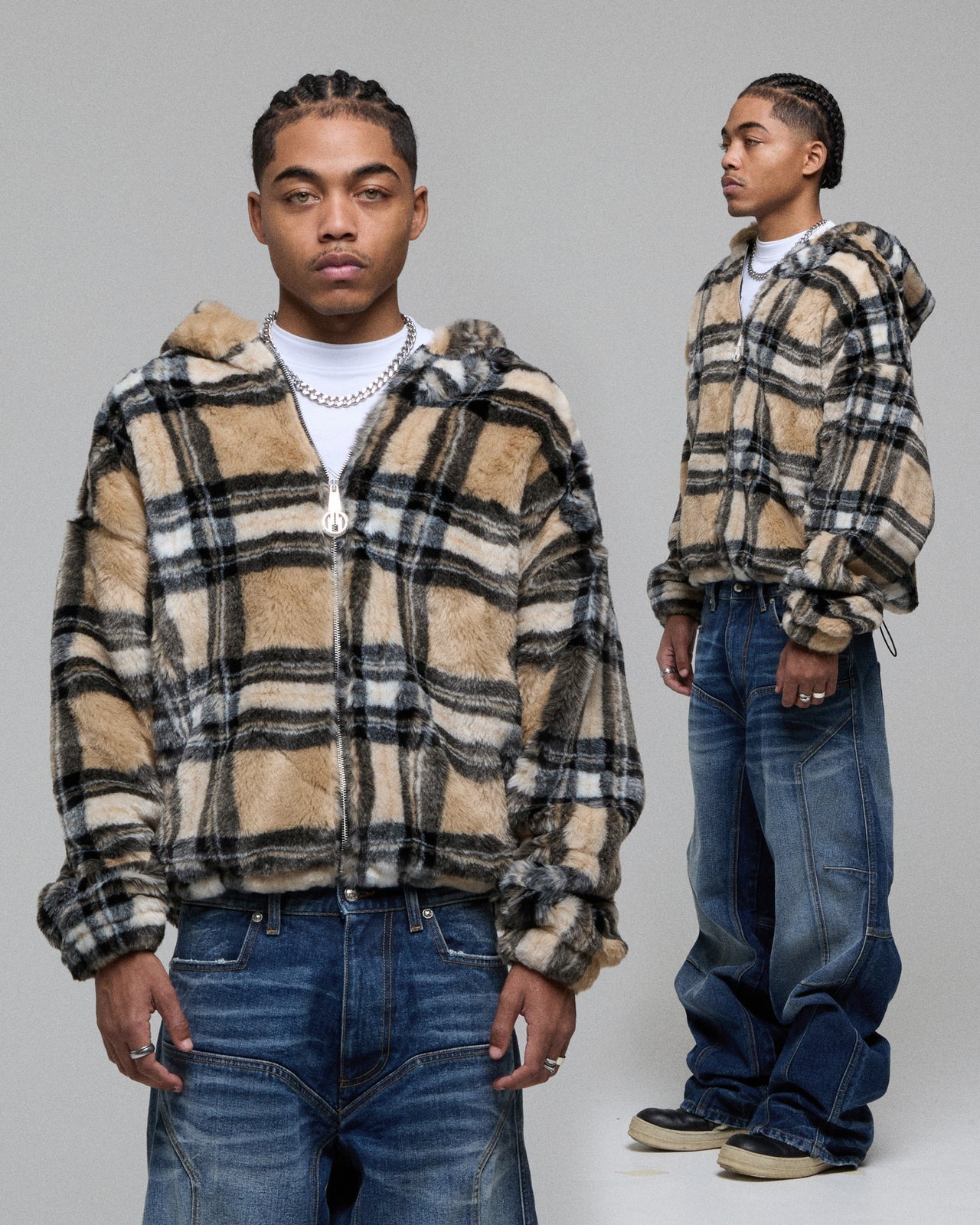 CREAM FUR ZIPPER