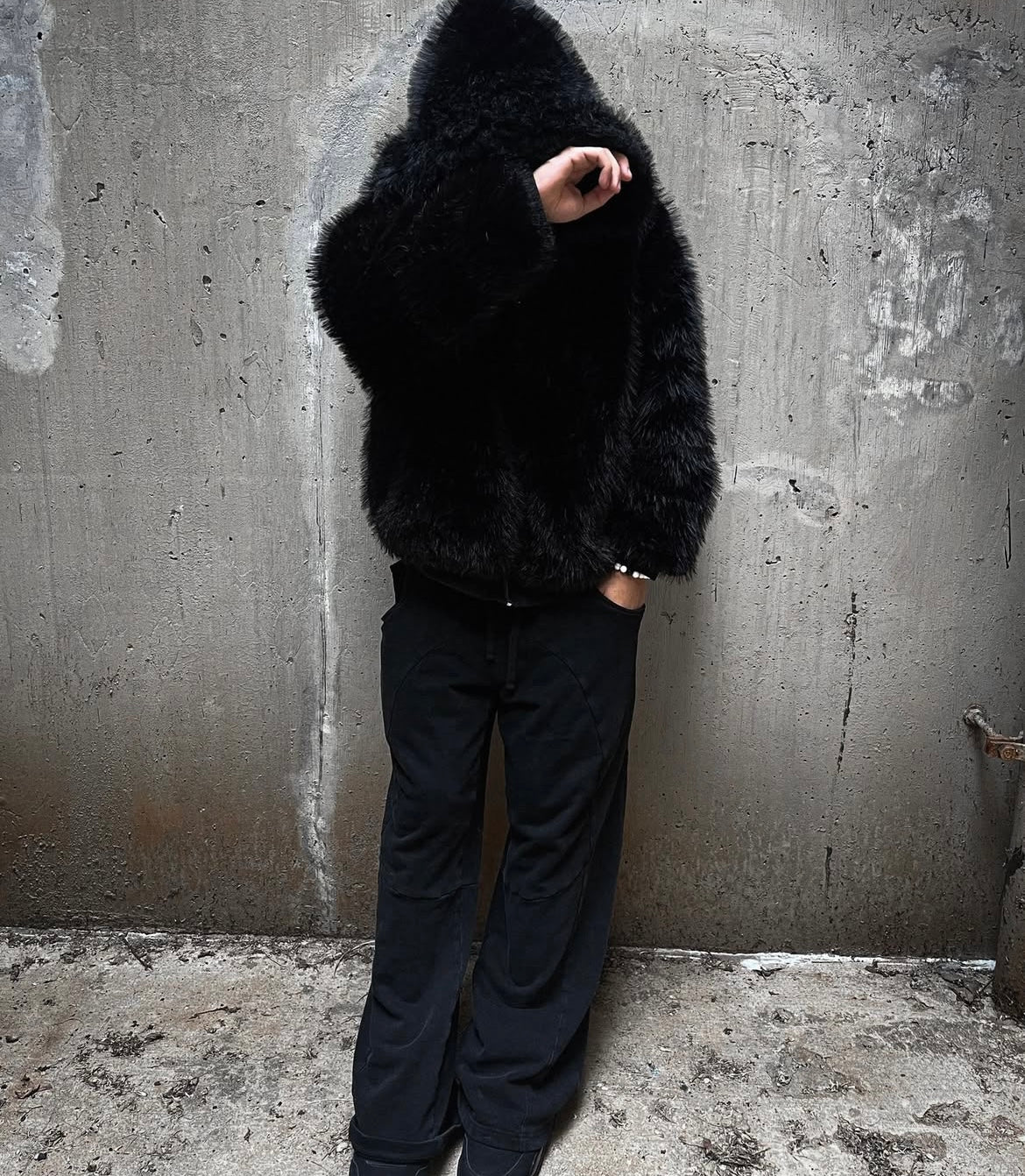 BLACK FUR JACKET UNISEX